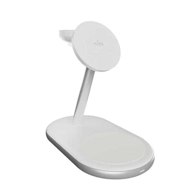 Бездротова зарядка Puro Mag Station 3в1 Qi2 White with MagSafe (8018417500398)
