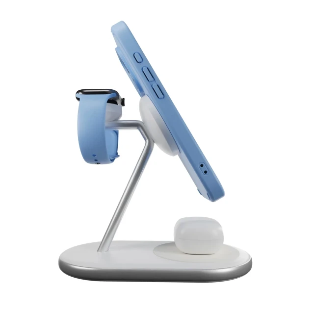 Бездротова зарядка Puro Mag Station 3в1 Qi2 White with MagSafe (8018417500398)