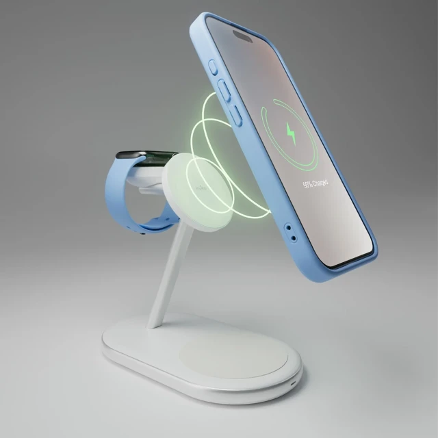 Бездротова зарядка Puro Mag Station 3в1 Qi2 White with MagSafe (8018417500398)