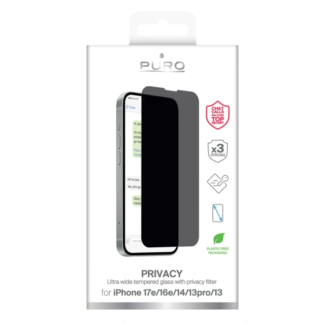 Захисне скло Puro Privacy Tempered Glass для iPhone 16e (8018417501005)