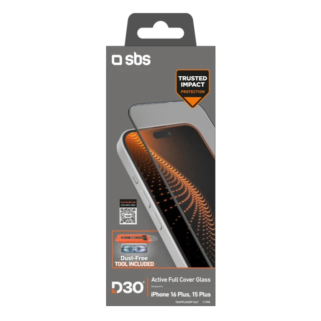 Захисне скло SBS D3O з аплікатором для iPhone 16 Plus | 15 Plus (8018417511998)