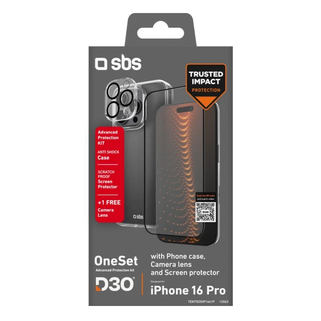 Набір SBS D3O для iPhone 16 Pro Clear (8018417512063)