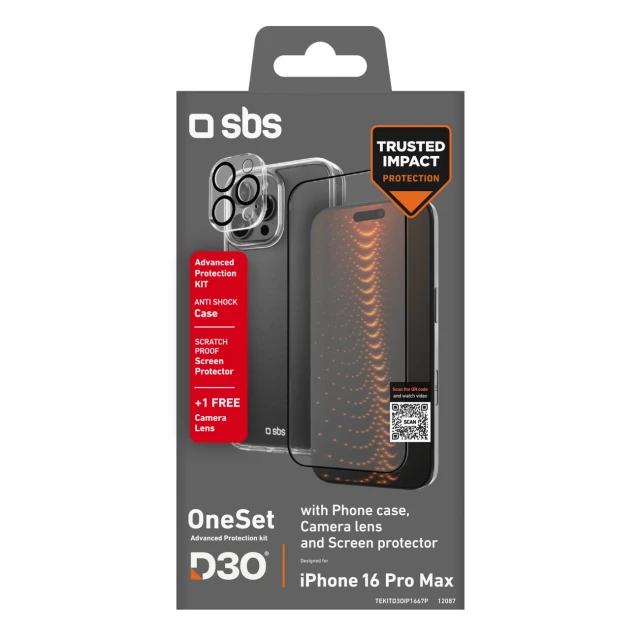 Набір SBS D3O для iPhone 16 Pro Max Clear (8018417512087)
