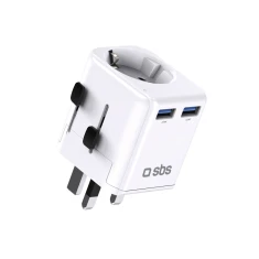 Адаптер SBS універсальний EU 2xUSB-A White (TEADAPTEUGND)