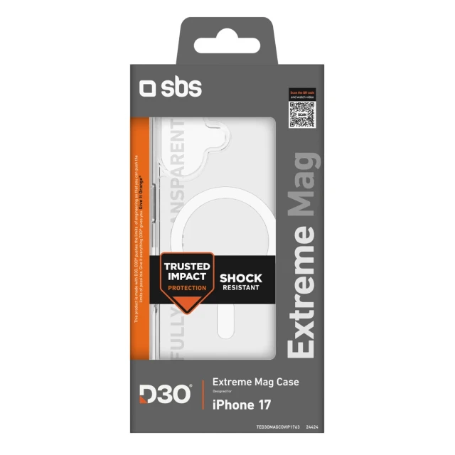 Чохол SBS Extreme Mag D3O для iPhone 17 Clear with MagSafe (8018417524424)