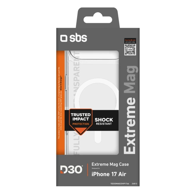 Чехол SBS Extreme Mag D3O для iPhone Air Clear with MagSafe (8018417524813)