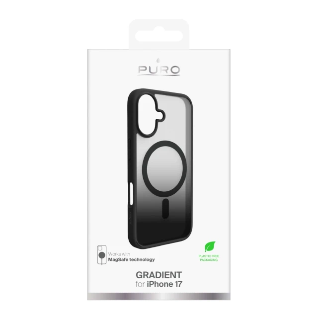 Чохол Puro Gradient TPU для iPhone 17 Black with MagSafe (8018417525483)
