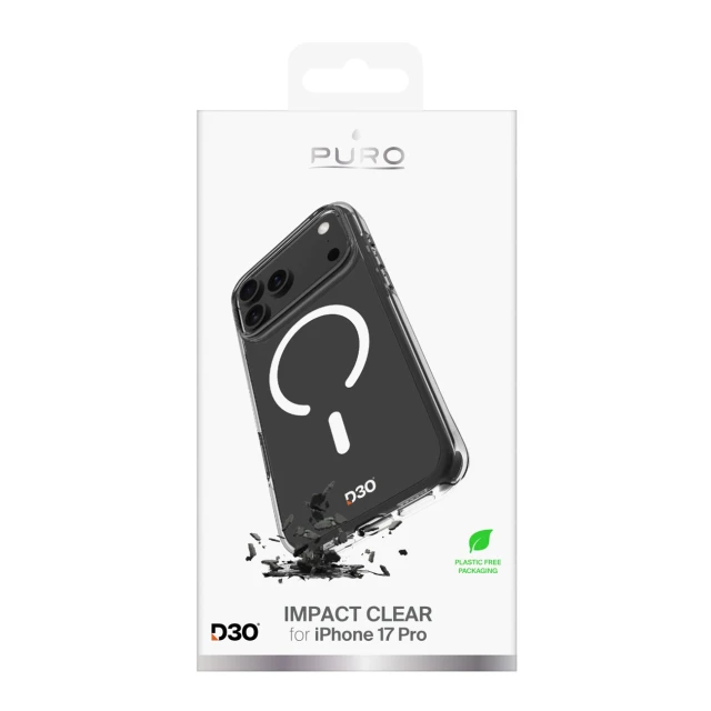 Чохол Puro Impact Clear D3O TPU+PC для iPhone 17 Pro Transparent with MagSafe (8018417525704)