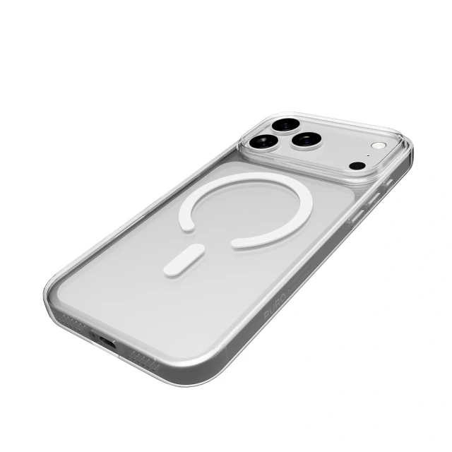 Чехол Puro Lite Mag TPU+PC для iPhone 17 Pro Max прозрачный с белым кольцом with MagSafe (8018417525810)