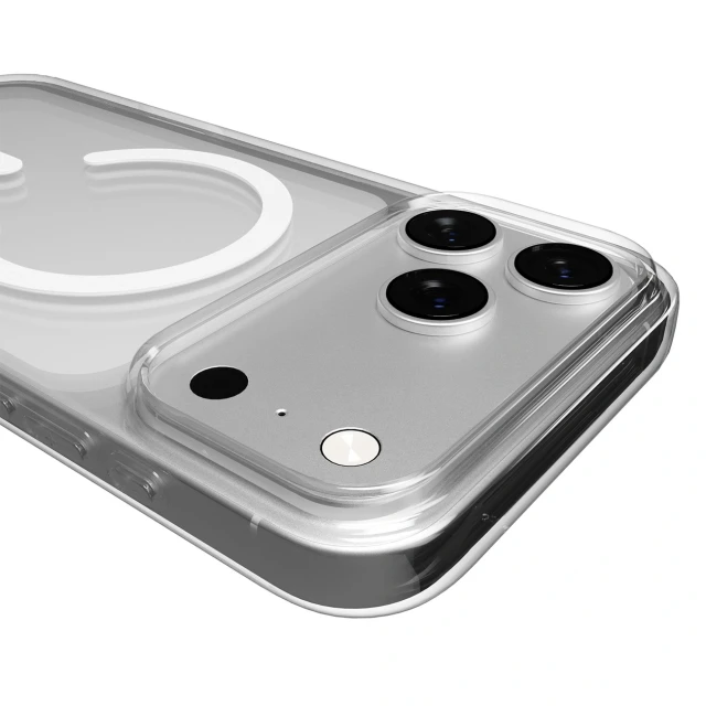 Чехол Puro Lite Mag TPU+PC для iPhone 17 Pro Max прозрачный с белым кольцом with MagSafe (8018417525810)
