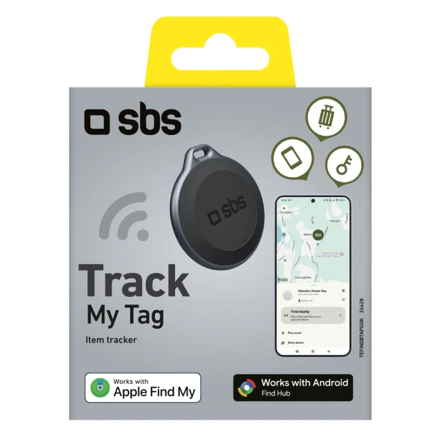 Локализатор SBS My Tag tracker совместимый с iOS и Android Black (8018417526428)