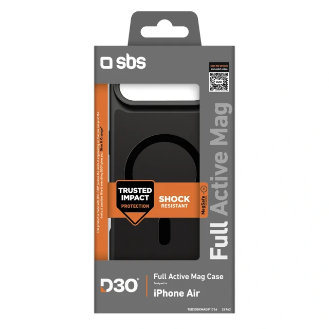 Чохол SBS Full Active Mag D3O для iPhone Air Black with MagSafe (8018417526763)