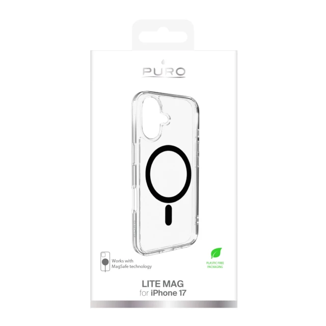 Чохол Puro Lite Mag TPU+PC для iPhone 17 Transparent with Black Ring with MagSafe (8018417527173)