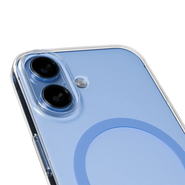 Чехол Puro Lite Mag для iPhone 17 прозрачный с синим кольцом with MagSafe (8018417527180)