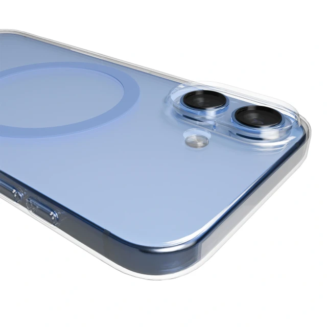 Чехол Puro Lite Mag для iPhone 17 прозрачный с синим кольцом with MagSafe (8018417527180)
