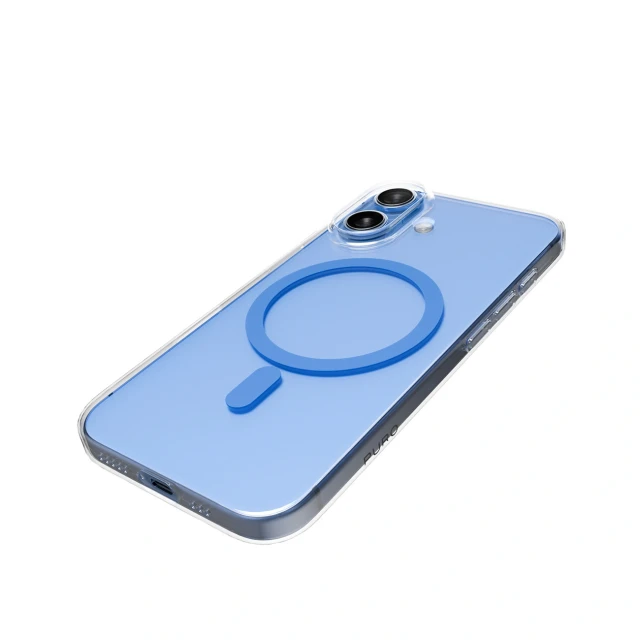 Чехол Puro Lite Mag для iPhone 17 прозрачный с синим кольцом with MagSafe (8018417527180)