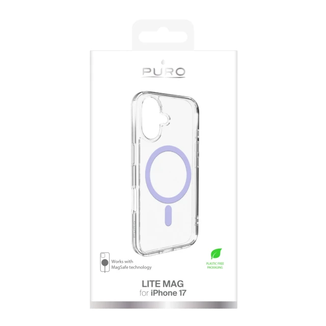Чохол Puro Lite Mag TPU+PC для iPhone 17 прозорий з рожевим кільцем with MagSafe (8018417527203)