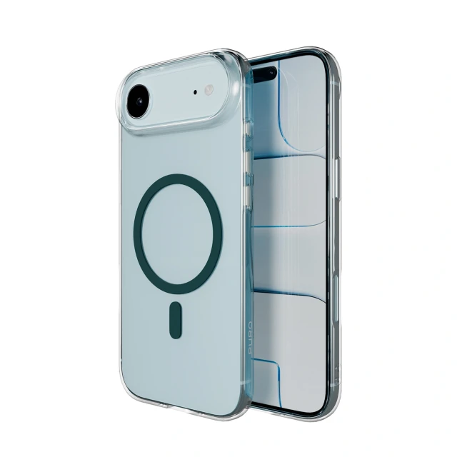 Чехол Puro Lite Mag для iPhone 17 Air прозрачный с бирюзовым кольцом with MagSafe (8018417527234)