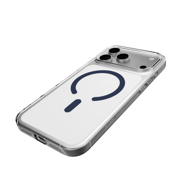 Чохол Puro Lite Mag TPU+PC для iPhone 17 Pro Прозорий з синім кільцем with MagSafe (8018417527258)