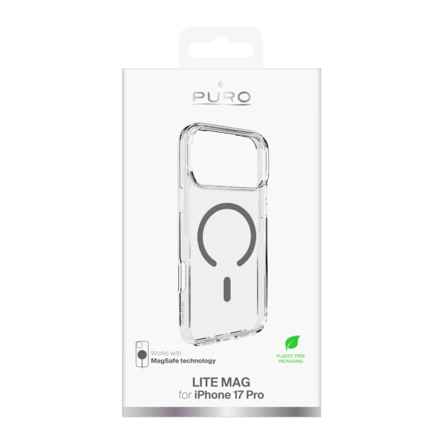 Чохол Puro Lite Mag TPU+PC для iPhone 17 Pro Transparent with Gray Ring with MagSafe (8018417527265)