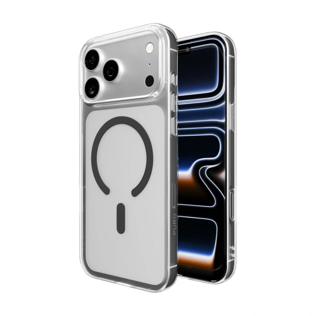 Чохол Puro Lite Mag TPU+PC для iPhone 17 Pro Transparent with Gray Ring with MagSafe (8018417527265)