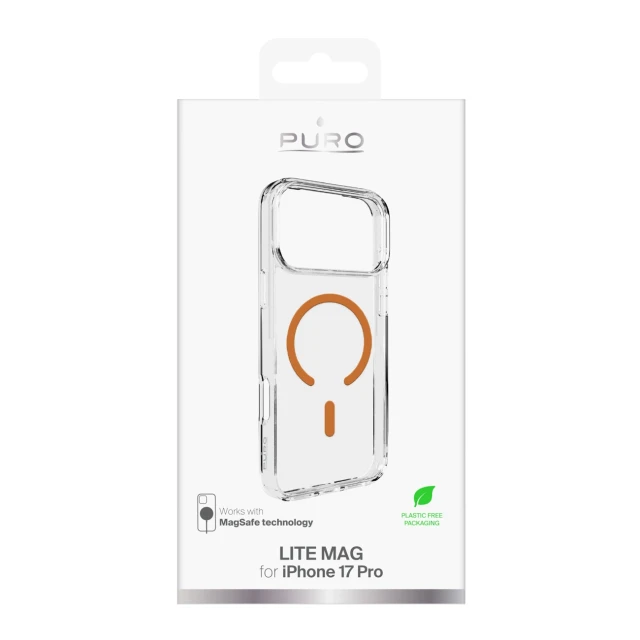 Чохол Puro Lite Mag для iPhone 17 Pro Transparent Orange with MagSafe (8018417527272)