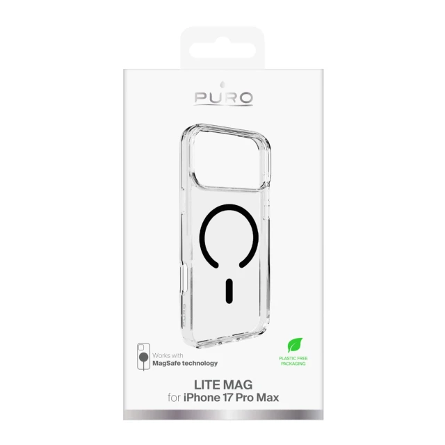 Чехол Puro Lite Mag для iPhone 17 Pro Max Transparent with Black Ring with MagSafe (8018417527289)
