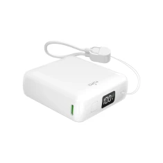 Powerbank Puro 10000mAh 20W USB-C USB-A з дисплеєм та вбудованим кабелем USB-C White (8018417528682)