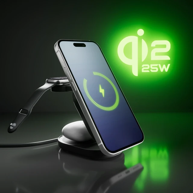 Зарядна станція SBS Qi2.2 25W 3в1 Black (8018417529283)