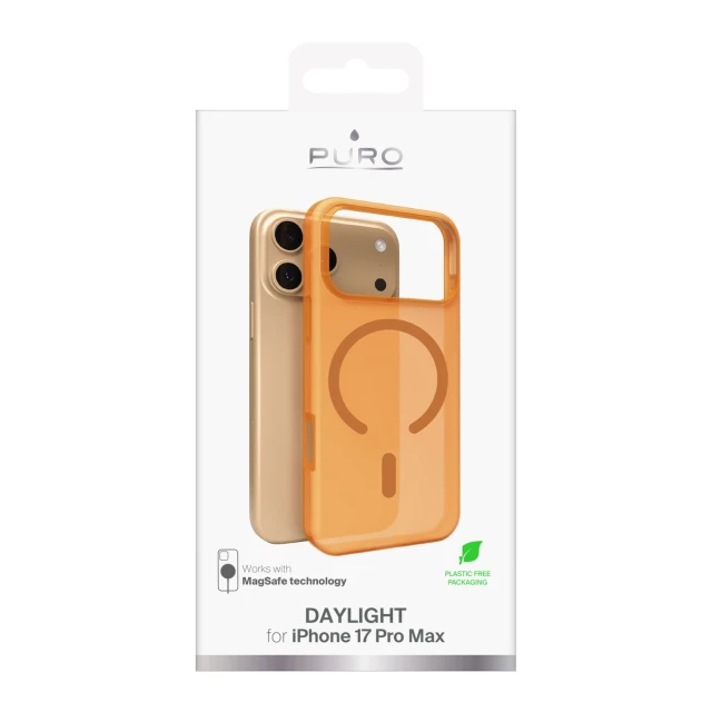 Чохол Puro Daylight силіконовий для iPhone 17 Pro Max напівпрозорий помаранчевий with MagSafe (8018417531972)