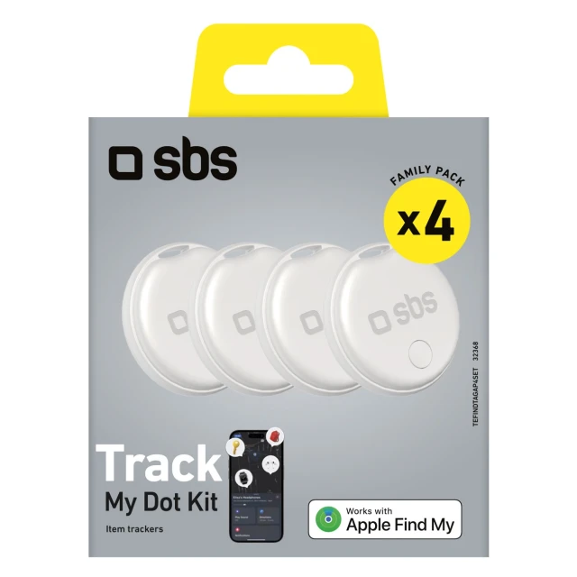 Локалізатор SBS Track My Circle сумісний з Apple Find My набір 4 шт White (8018417532368)