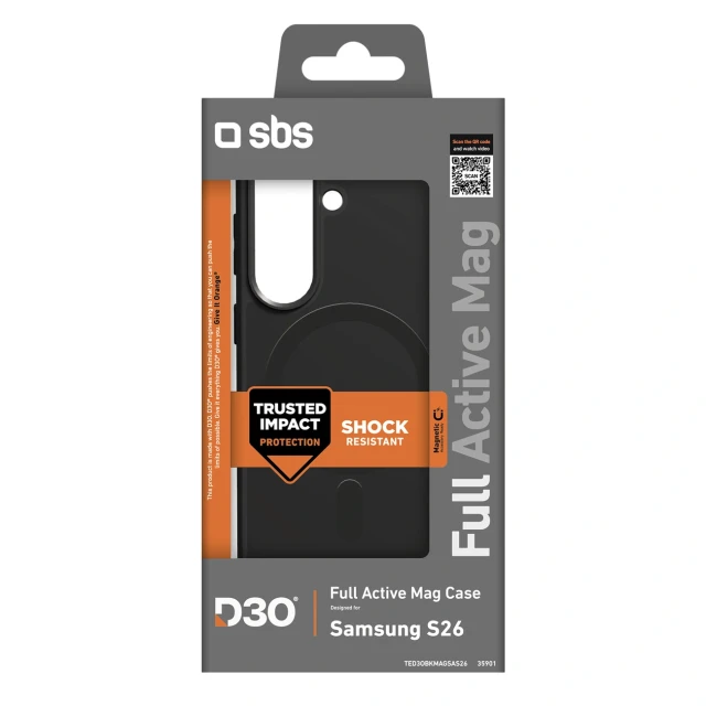Чохол SBS Full Active Case D3O для Samsung Galaxy S26 Black with MagSafe (8018417535901)