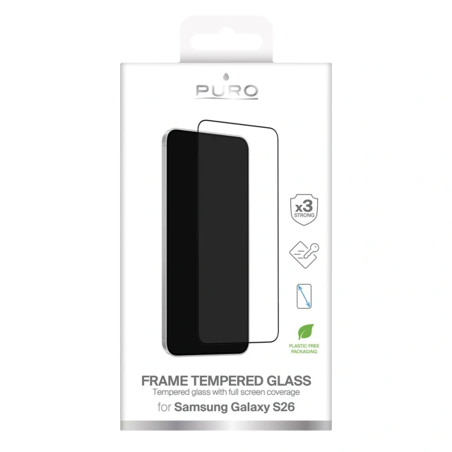 Захисне скло Puro Frame для Samsung Galaxy S26 з чорною рамкою (8018417537202)