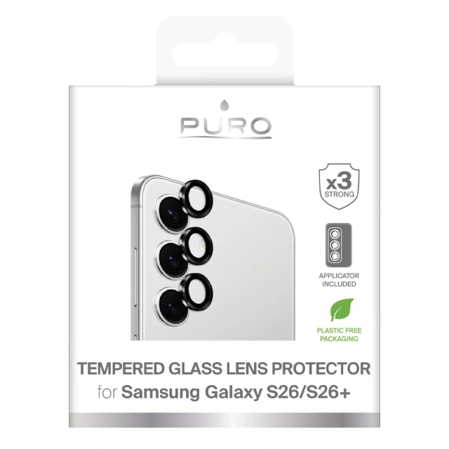 Захисне скло для камери Puro на Samsung Galaxy S26/S26 Plus з чорною рамкою (8018417537219)