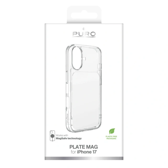 Чехол Puro Plate Mag для iPhone 17 White with MagSafe (8018417538063)