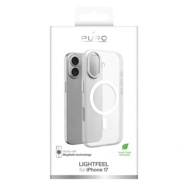 Чехол Puro Lightfeel для iPhone 17 Transparent-White with MagSafe (8018417538162)