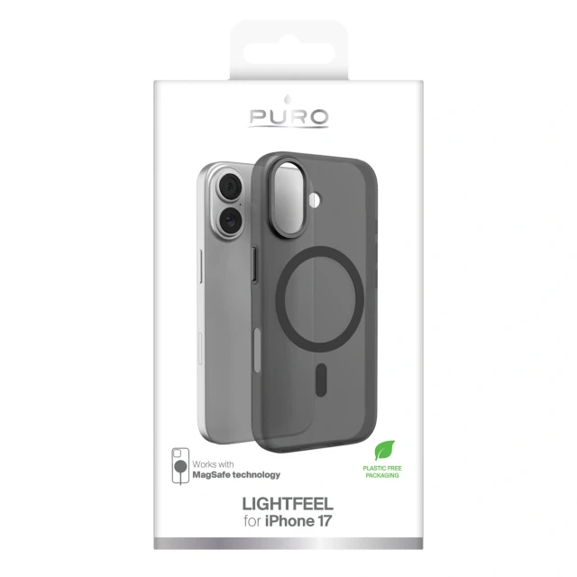 Чохол Puro Lightfeel для iPhone 17 Transparent-Black with MagSafe (8018417538179)