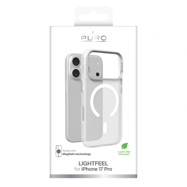 Чохол Puro Lightfeel для iPhone 17 Pro Transparent-White with MagSafe (8018417538186)