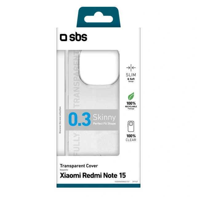 Чохол SBS Skinny Cover для Xiaomi Redmi Note 15 5G Clear (8018417539749)