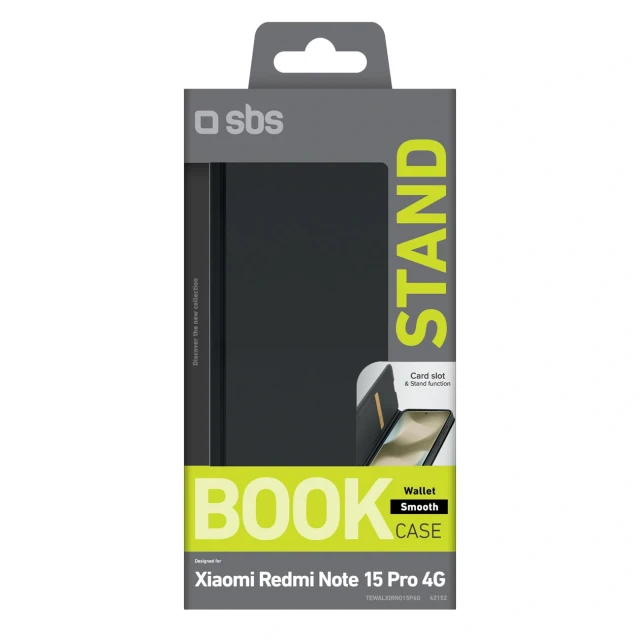 Чохол SBS Wallet Smooth для Xiaomi Redmi Note 15 Pro Black (8018417542152)