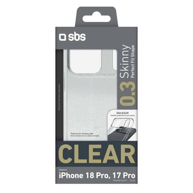 Чохол SBS Skinny Cover для iPhone 18 Pro | 17 Pro Clear (8018417549335)