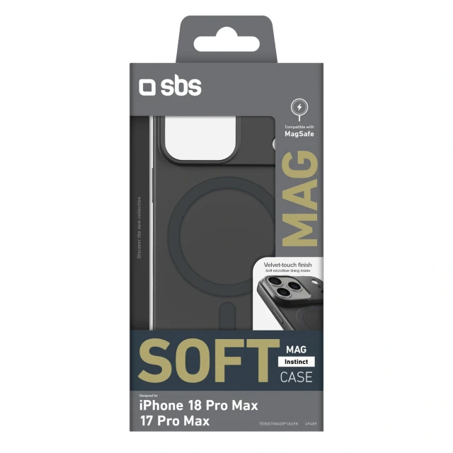 Чохол SBS Instinct Mag для iPhone 18 Pro Max | 17 Pro Max Black with MagSafe (8018417549489)