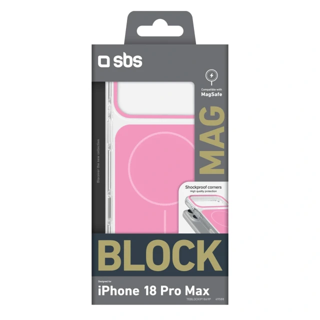 Чехол SBS Block Case для iPhone 18 Pro Max Pink with MagSafe (8018417549588)