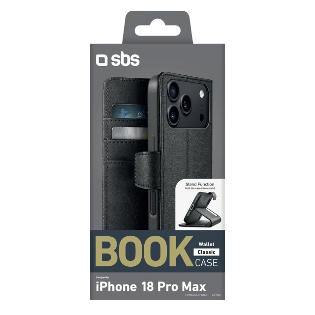 Чохол SBS Wallet Classic для iPhone 18 Pro Max Black (8018417549700)