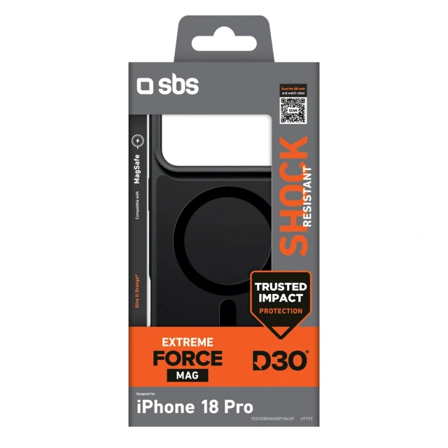 Чохол SBS D3O Force для iPhone 18 Pro Black with MagSafe (8018417549793)