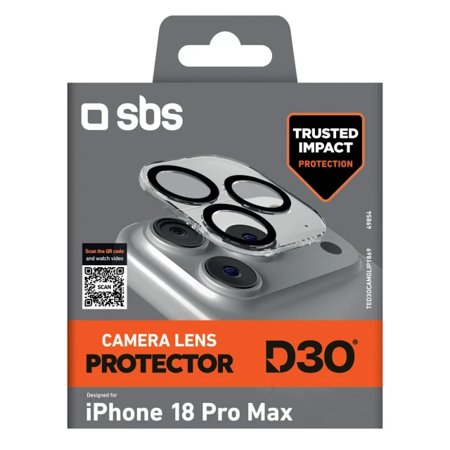 Захисне скло для камери SBS D3O Camera Lens Protector для iPhone 18 Pro Max (8018417549854)