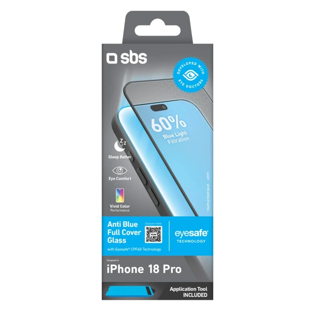 Захисне скло SBS Anti Blue Full Cover Glass для iPhone 18 Pro (8018417549977)