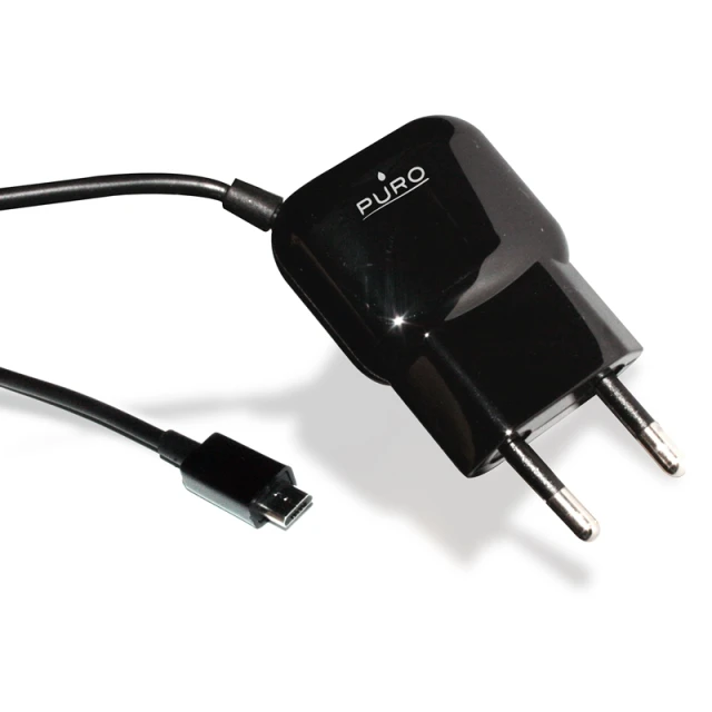 Зарядное устройство Puro Mini Travel Charger с кабелем Micro USB Black (MTCMICROBLK)