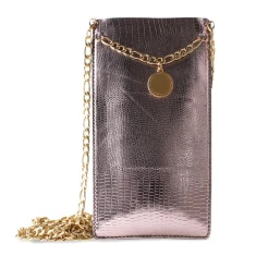Чохол Puro Glam Chain універсальний з 2 кишенями для карт з золотим ланцюжком XL Brown (PGPCCHAIN3XL)