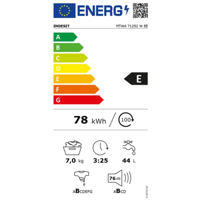Пральна машина Indesit MTWA 71252 W EE клас E 7 кг 1200 об/хв White (8050147587485)
